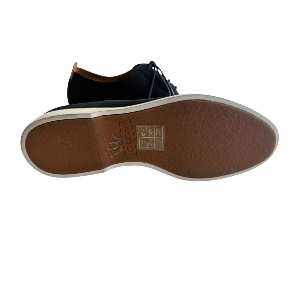 ALDO Suede Cap-Toe Oxfords Dark Navy Blue Textured Casual Dress Shoes  - NWOB